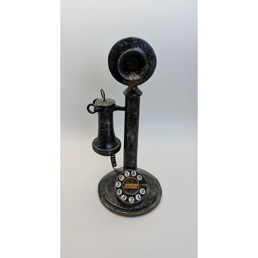 Decor Vintage Candlestick Rotary Telephone Black Gray Gold
